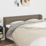 Tăblie de pat cu aripioare gri taupe 183x23x78/88 cm textil GartenMobel Dekor