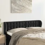 Tăblie de pat cu aripioare negru 147x23x78/88 cm catifea GartenMobel Dekor