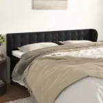 Tăblie de pat cu aripioare negru 183x23x78/88 cm catifea GartenMobel Dekor