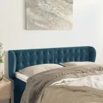 Tăblie pat cu aripioare albastru închis 147x23x78/88 cm catifea GartenMobel Dekor