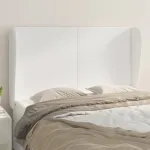 Tăblie de pat cu aripioare, alb, 147x23x118/128 cm, piele eco GartenMobel Dekor