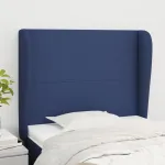 Tăblie de pat cu aripioare, albastru, 93x23x118/128 cm, textil GartenMobel Dekor