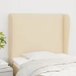 Tăblie de pat cu aripioare, crem, 103x23x118/128 cm, textil GartenMobel Dekor