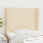Tăblie de pat cu aripioare, crem, 93x23x118/128 cm, țesătură GartenMobel Dekor