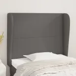 Tăblie de pat cu aripioare, gri, 83x23x118/128 cm, piele eco GartenMobel Dekor