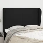 Tăblie de pat cu aripioare, negru, 147x23x118/128 cm, textil GartenMobel Dekor