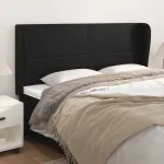 Tăblie de pat cu aripioare, negru, 163x23x118/128 cm, piele eco GartenMobel Dekor