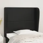 Tăblie de pat cu aripioare, negru, 93x23x118/128 cm, piele eco GartenMobel Dekor