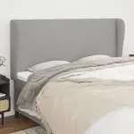 Tăblie de pat cu aripioare gri deschis 183x23x118/128 cm textil GartenMobel Dekor