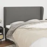 Tăblie de pat cu aripioare gri închis 163x23x118/128 cm textil GartenMobel Dekor