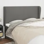Tăblie de pat cu aripioare gri închis 203x23x118/128 cm, textil GartenMobel Dekor