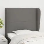 Tăblie de pat cu aripioare gri închis 93x23x118/128 cm textil GartenMobel Dekor