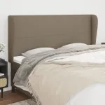 Tăblie de pat cu aripioare gri taupe 203x23x118/128 cm textil GartenMobel Dekor