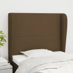 Tăblie de pat cu aripioare maro închis 103x23x118/128 cm textil GartenMobel Dekor