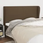 Tăblie de pat cu aripioare maro închis 183x23x118/128 cm textil GartenMobel Dekor
