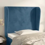 Tăblie pat cu aripioare albastru închis 83x23x118/128cm catifea GartenMobel Dekor