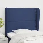 Tăblie de pat cu aripioare, albastru, 103x23x118/128 cm, textil GartenMobel Dekor