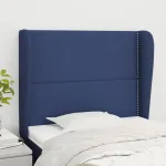Tăblie de pat cu aripioare, albastru, 93x23x118/128 cm, textil GartenMobel Dekor