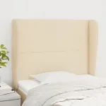 Tăblie de pat cu aripioare, crem, 93x23x118/128 cm, țesătură GartenMobel Dekor