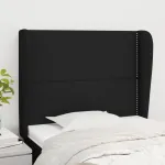 Tăblie de pat cu aripioare, negru, 103x23x118/128 cm, textil GartenMobel Dekor