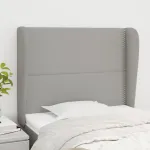 Tăblie de pat cu aripioare gri deschis 103x23x118/128 cm textil GartenMobel Dekor