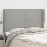 Tăblie de pat cu aripioare gri deschis 147x23x118/128 cm textil GartenMobel Dekor