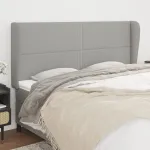 Tăblie de pat cu aripioare gri deschis 183x23x118/128 cm textil GartenMobel Dekor