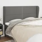 Tăblie de pat cu aripioare gri închis 203x23x118/128 cm, textil GartenMobel Dekor