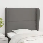 Tăblie de pat cu aripioare gri închis 93x23x118/128 cm textil GartenMobel Dekor