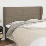 Tăblie de pat cu aripioare gri taupe 203x23x118/128 cm textil GartenMobel Dekor