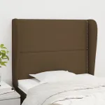 Tăblie de pat cu aripioare maro închis 103x23x118/128 cm textil GartenMobel Dekor