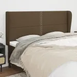 Tăblie de pat cu aripioare maro închis 203x23x118/128 cm textil GartenMobel Dekor