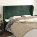Tăblie pat cu aripioare verde închis 203x23x118/128cm catifea GartenMobel Dekor