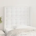 Tăblie de pat cu aripioare, alb, 103x23x118/128 cm, piele eco GartenMobel Dekor