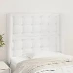 Tăblie de pat cu aripioare, alb, 93x23x118/128 cm, piele eco GartenMobel Dekor