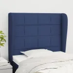 Tăblie de pat cu aripioare, albastru, 93x23x118/128 cm, textil GartenMobel Dekor