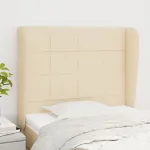 Tăblie de pat cu aripioare, crem, 103x23x118/128 cm, textil GartenMobel Dekor