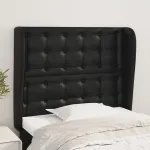 Tăblie de pat cu aripioare, negru, 103x23x118/128 cm, piele eco GartenMobel Dekor
