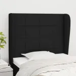 Tăblie de pat cu aripioare, negru, 103x23x118/128 cm, textil GartenMobel Dekor