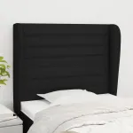 Tăblie de pat cu aripioare, negru, 103x23x118/128 cm, textil GartenMobel Dekor
