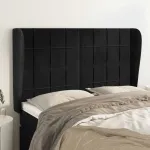 Tăblie de pat cu aripioare, negru, 147x23x118/128 cm, catifea GartenMobel Dekor