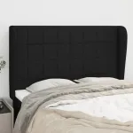 Tăblie de pat cu aripioare, negru, 147x23x118/128 cm, textil GartenMobel Dekor