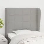 Tăblie de pat cu aripioare gri deschis 93x23x118/128 cm textil GartenMobel Dekor