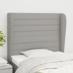 Tăblie de pat cu aripioare gri deschis 93x23x118/128 cm textil GartenMobel Dekor