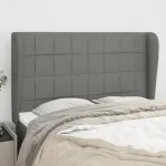 Tăblie de pat cu aripioare gri închis 147x23x118/128 cm textil GartenMobel Dekor