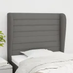Tăblie de pat cu aripioare gri închis 83x23x118/128 cm textil GartenMobel Dekor