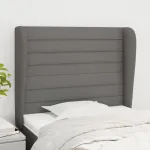Tăblie de pat cu aripioare gri închis 93x23x118/128 cm textil GartenMobel Dekor