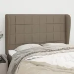 Tăblie de pat cu aripioare gri taupe 147x23x118/128 cm textil GartenMobel Dekor