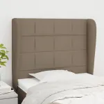 Tăblie de pat cu aripioare gri taupe 93x23x118/128 cm textil GartenMobel Dekor