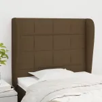 Tăblie de pat cu aripioare maro închis 103x23x118/128 cm textil GartenMobel Dekor